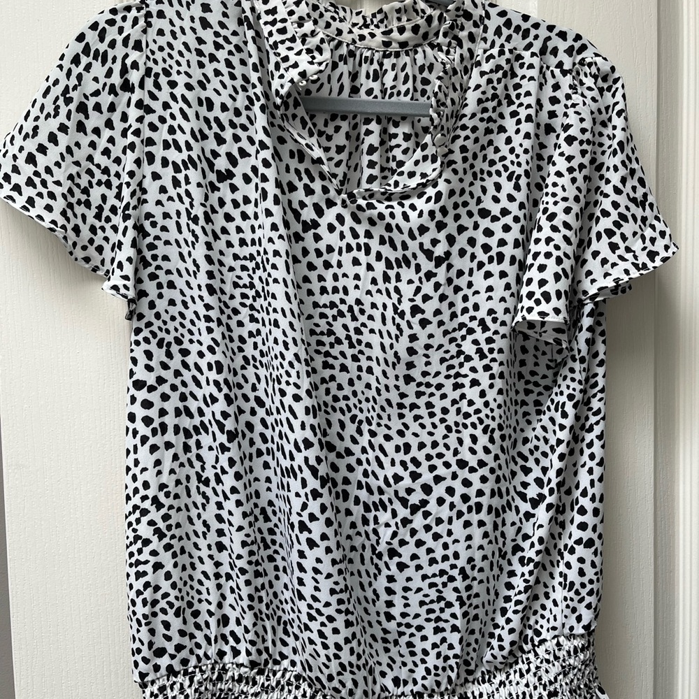 Rose & Olive Black and White Short Sleeve Polo Shirt